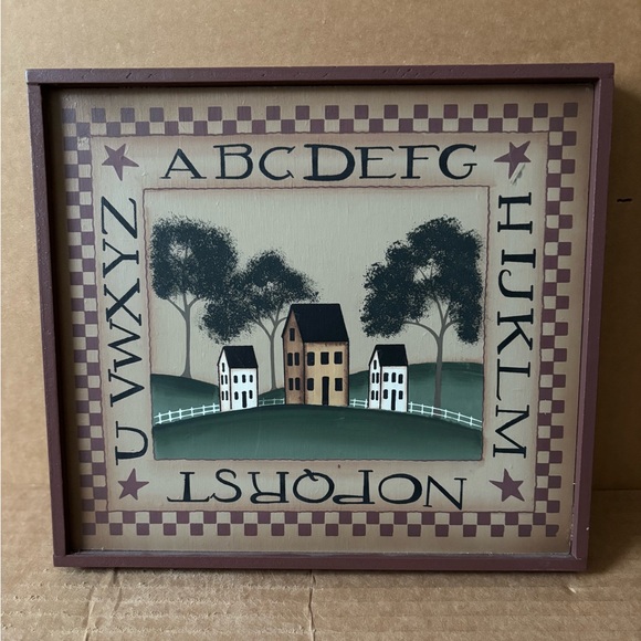 (4) Vintage Primitive Art Wall Pieces - Picture 3 of 5